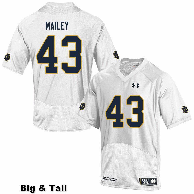 Men's NCAA Notre Dame Fighting Irish #43 Greg Mailey Stitched College Under Armour Authentic White Big & Tall Football Jersey ZU10J73QS